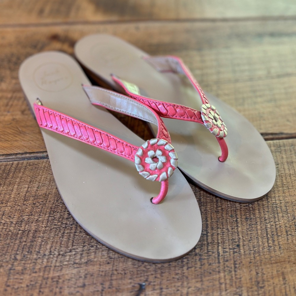 Jack Rogers Womens Pink Floral Tropical Sandals Flip Flops Size 7